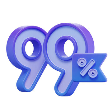 Blue 99% Percentage 3D Icon