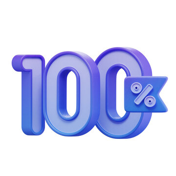 Blue 100% Percentage 3D Icon
