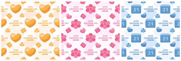 World Down Syndrome Day Seamless Pattern Design in Template Hand Drawn Cartoon Flat Illustration