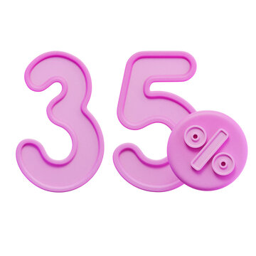 35% Percentage Pink 3D Icon