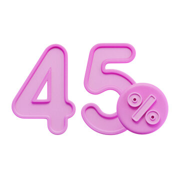 45% Percentage Pink 3D Icon