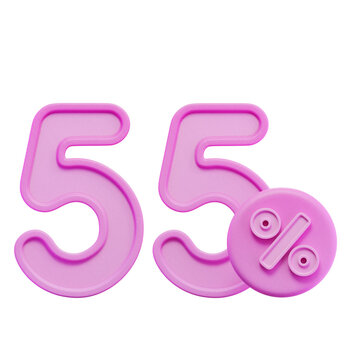 55% Percentage Pink 3D Icon