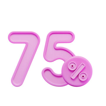 75% Percentage Pink 3D Icon