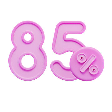 85% Percentage Pink 3D Icon