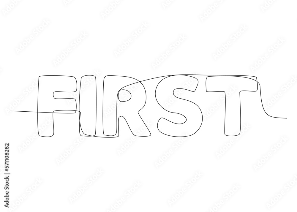Fototapete one continuous line of first word. thin line illustration vector concept. contour drawing creative i