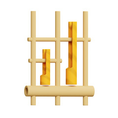 Indonesian traditional instrument angklung 3D Icon