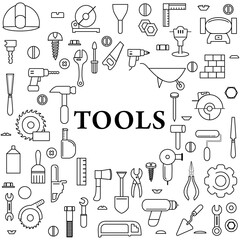 Tool icon set. Tools for repair work. Isolated icon, object on white background.
