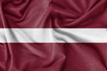 Latvia country flag background realistic silk fabric