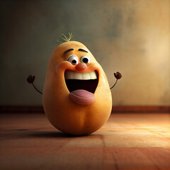 Happy potato face cartoon character