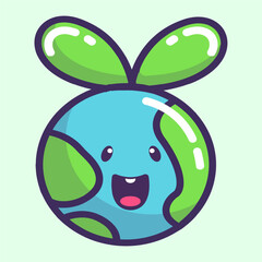 Cute Earth And Plant Earth day Icon Collections