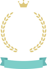 シンプルなランキングフレーム　王冠　表彰　リボン　枠　月桂樹　飾り　装飾　冠　大賞　1位　金　金賞