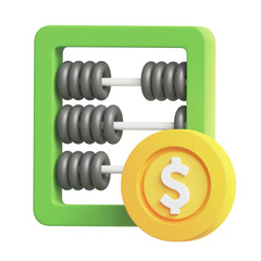 dollar abacus counting 3D Icon 