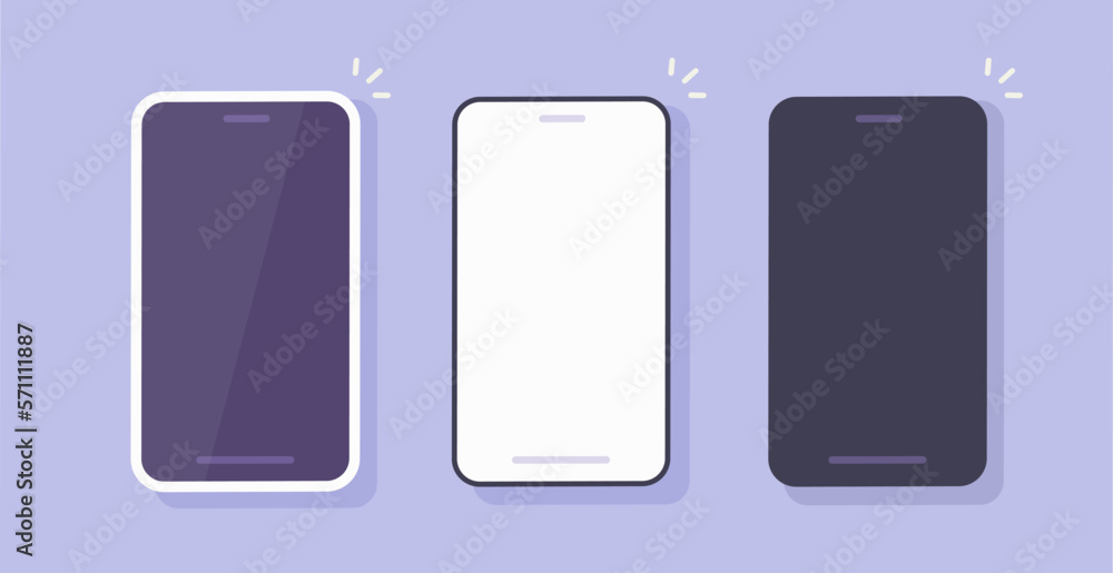Fototapete cell phone icon blank frame mockup design flat front vector set, mobile smartphone cellphone empty s