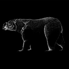 Diprotodon hand drawing vector isolated on black background.