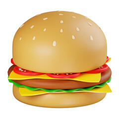 Burger 3D Illustration. Burger 3D Icon.