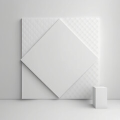 Sheet of papper background mockup, rhombus with thin, curved lines. AI generation