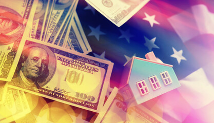 Abstract background. Symbol of the United States of America flag. Independence background. Striped American flag.