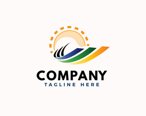 increase sun chart marketing account progress logo icon symbol design template illustration inspiration