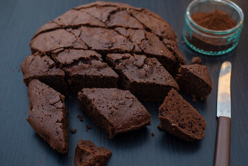 brownie cake. Dark chocolate brownie on a table