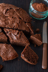 brownie cake. Dark chocolate brownie on a table