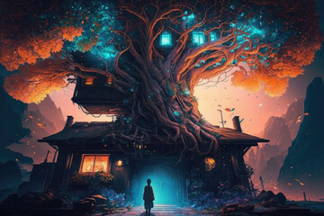 The Magical Fantasy Treehouse, digital art style