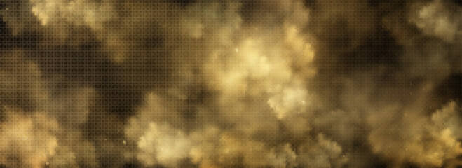 Brown dust, sand and smoke clouds. Effect of sandstorm, wind storm in desert or explosion with texture of flying dusty powder and dirt particles, vector realistic background