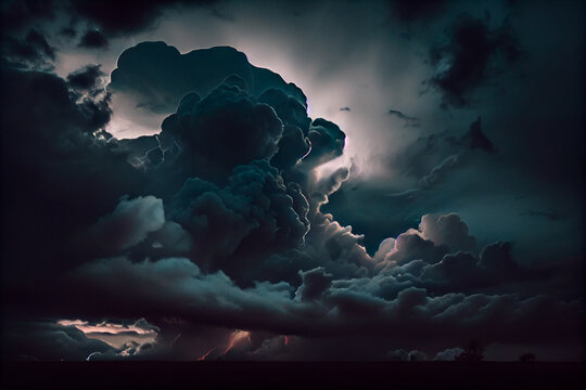 Dark moody storm clouds. Ominous warning. Generative AI