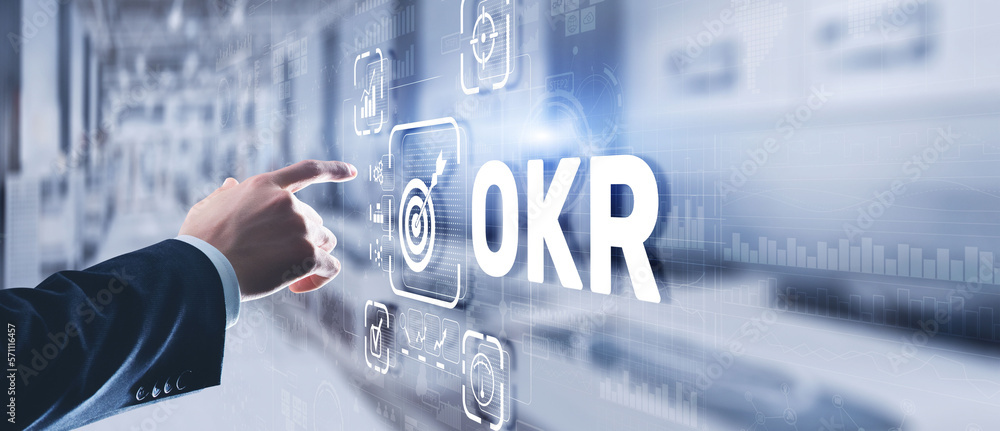 Poster objectives and key results okr. methods for project management