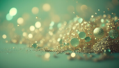 Obraz premium Giltter Gold and Green background with bokeh