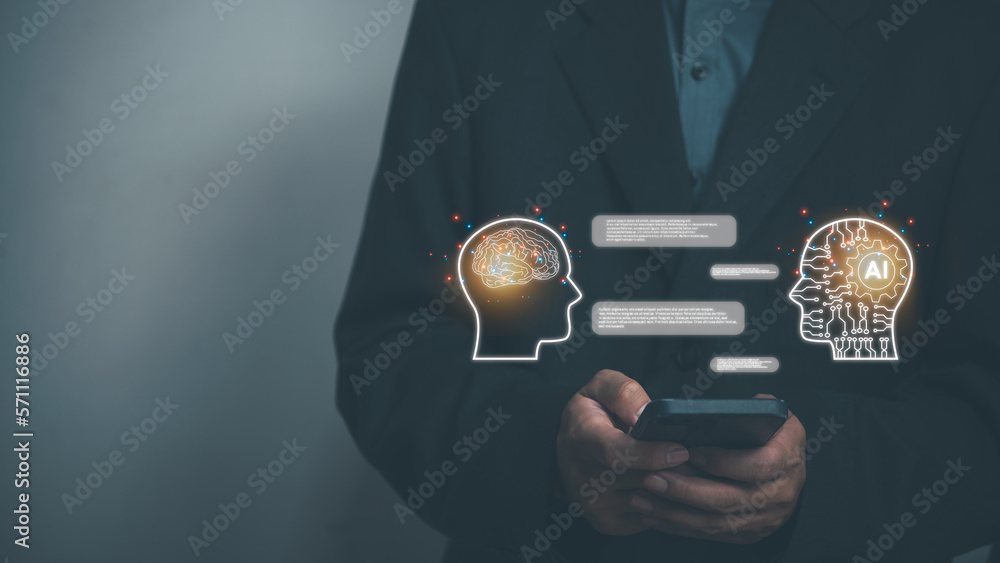 Aufkleber ai artificial intelligence and conversational chatbots businesses digital technology interact with a