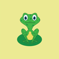 Little cute frog is sitting. In cartoon style. Vector illustration.