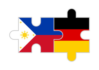 Obraz premium puzzle pieces of philippines and germany flags. vector illustration isolated on white background