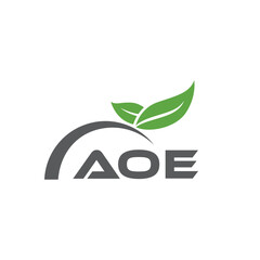 Fototapeta premium AOE letter nature logo design on white background. AOE creative initials letter leaf logo concept. AOE letter design.