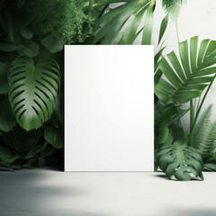 Mockup photo frame, lush greenery in a tropical rainforest AI Generaion