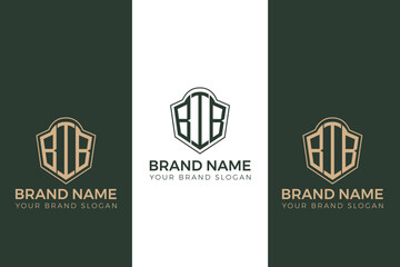 CBIB abstract monogram shield logo design on white background. BIB creative initials letter logo concept.

