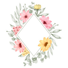 daisy flower watercolor frame decoration