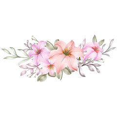 lily flower watercolor bouquet decoration