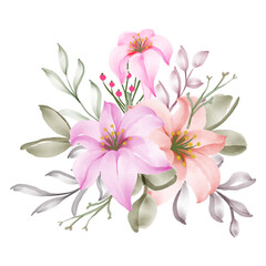 lily flower watercolor bouquet decoration