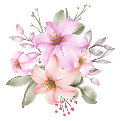 lily flower watercolor bouquet decoration