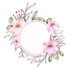 lily flower watercolor frame decoration
