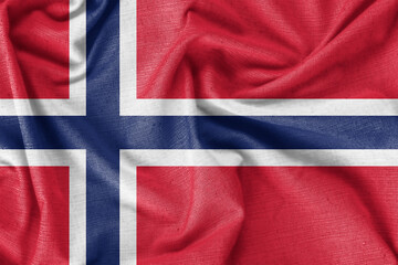 Fototapeta premium Norway country flag background realistic silk fabric