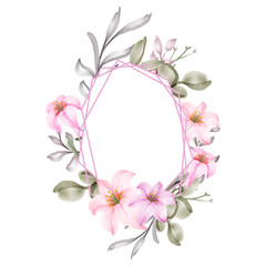 lily flower watercolor frame decoration