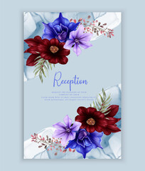 Card with flowers and floral invitation card design.