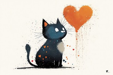 cat with heart