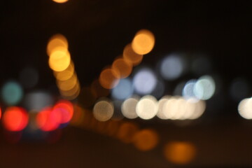 Blur photo of a heavy traffic at night time