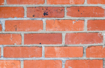 Red brick wall surface with visible cement joint for background