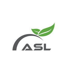 ASL letter nature logo design on white background. ASL creative initials letter leaf logo concept. ASL letter design.

