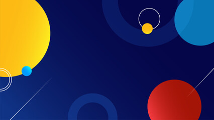  Abstract blue background, Space background concept art. Multicolor bubbles isolated on blue gradient background. Geometric circles wallpaper design