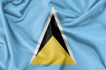 Saint Lucia country flag background realistic silk fabric