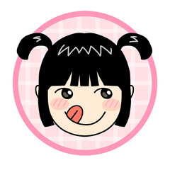 The logo of the smiling girl character.